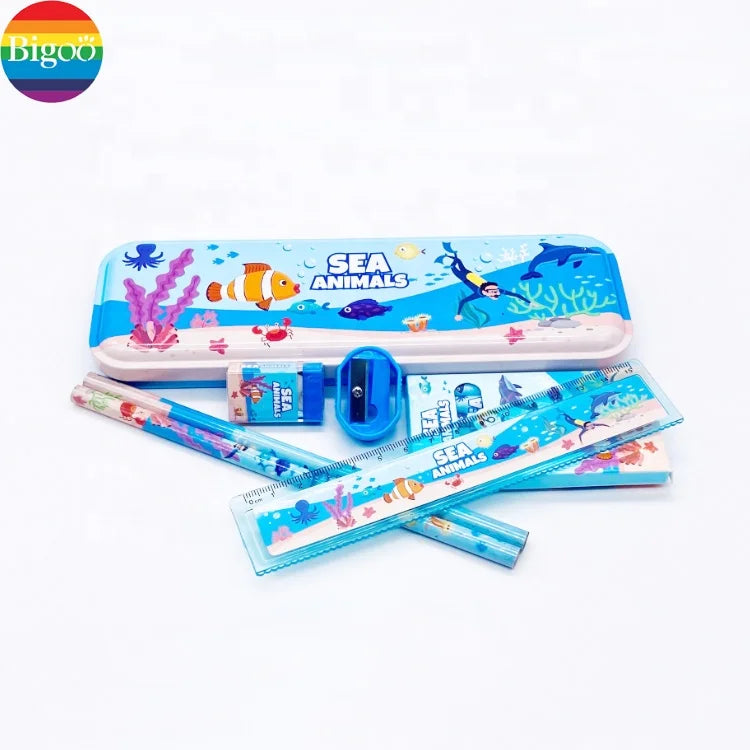 KTX-551379 12-piece Customised School Supplies Set with Pencil Case, Ruler, Eraser and Crayon for Kids