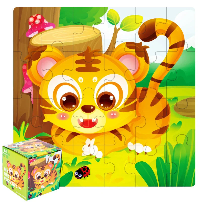 KTX-447635 24-Piece Wooden Jigsaw Puzzle for Early Childhood Education – Classic Montessori Toy for Babies, Kids, Boys and Girls