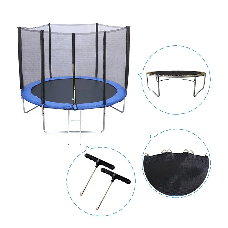 KTX-700307 Outdoor Family Trampoline with Safety Net - 6ft to 16ft Adjustable Size for Kids and Adults