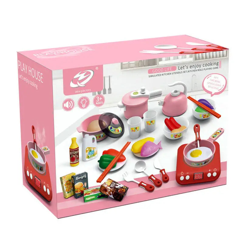 KTX-737171 Pretend Play Cooking Kitchen Toy Set for Kids Ages 2-13, Plastic Cooking Tools and Accessories