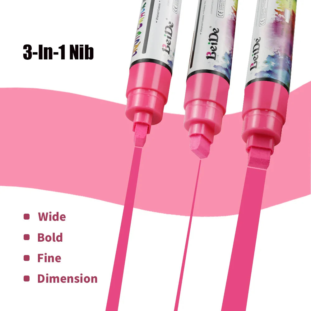 KTX-207891 10mm Flat Tip Neon Dry Erase Liquid Chalk Marker - Water-Based, 8 Colours, Reusable, Safe for Skin