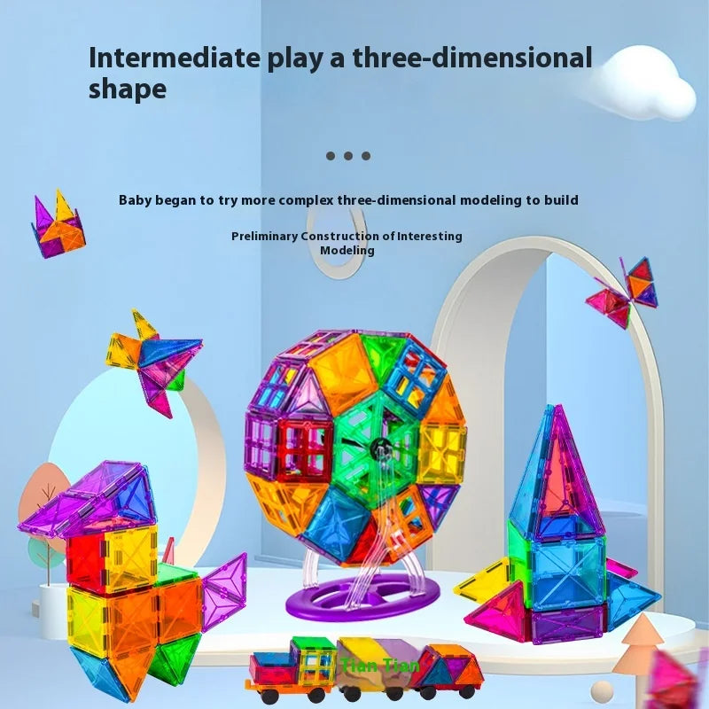 KTX-962707 Magnetic Building Blocks Set for Creative Assembly and Educational Play – Colourful DIY Tiles for Kids