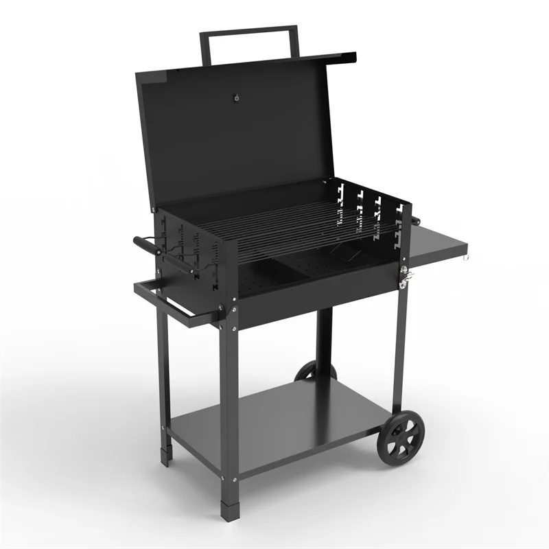 KTX-465811 Extra Large Heavy-Duty Charcoal BBQ Grill with Foldable Side Table for Outdoor Cooking