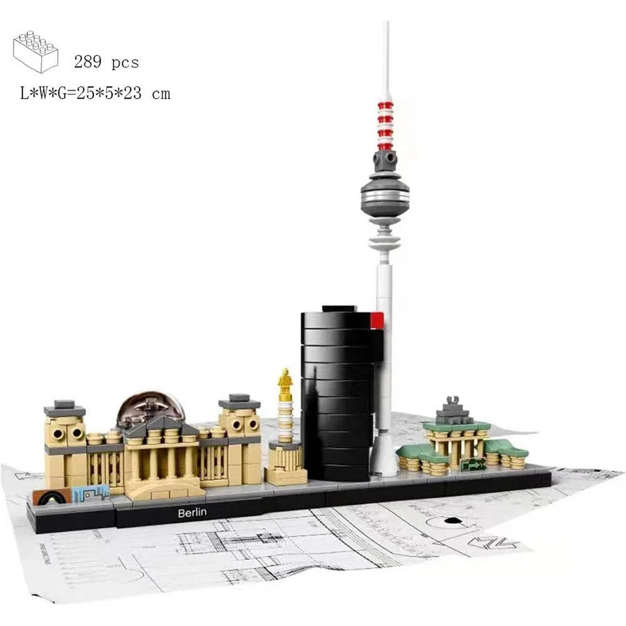 KTX-489299 Creative Miniature Skyline Building Block Set for Kids and Adults - City Decor Model