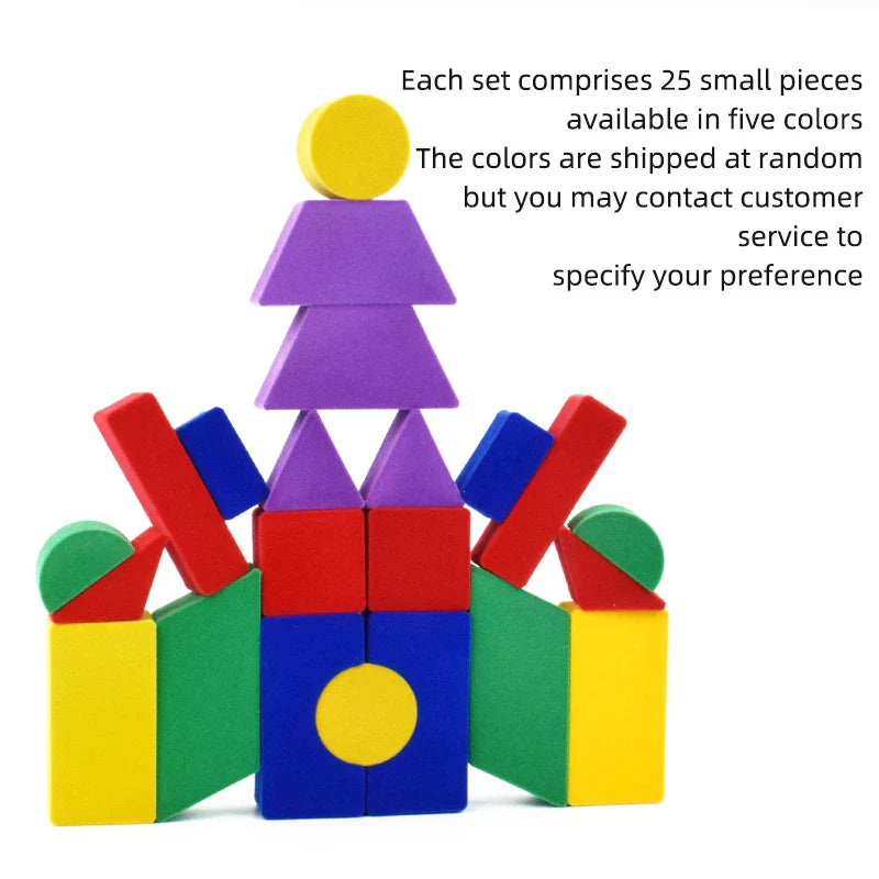 KTX-144659 Colorful Natural Latex Building Block Set - 25 Pcs Castle DIY Educational Toy for Kids