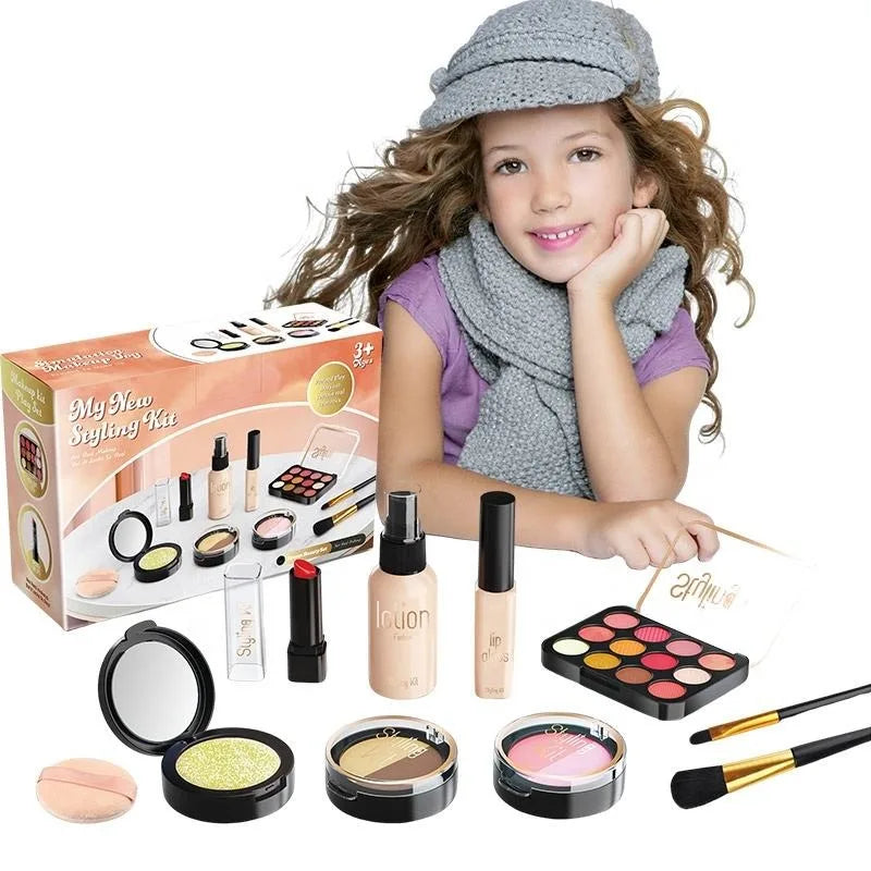 KTX-194771 Pretend Makeup Set for Kids - Mini Cosmetic Bag Toy - Age 2-12, Durable ABS Plastic