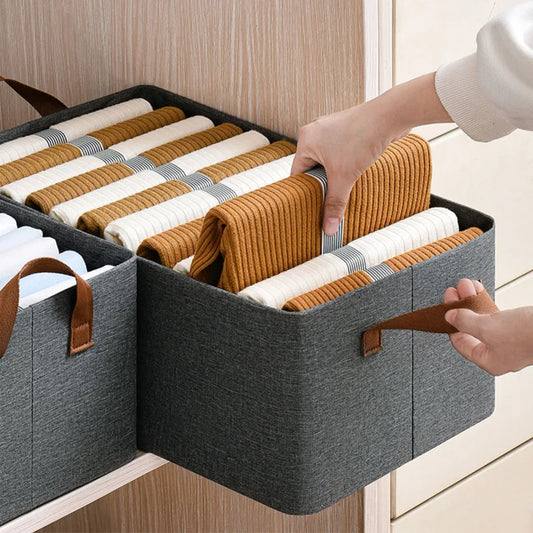 KTX-369043 Foldable Fabric Clothes Storage Box with Steel Frame for Wardrobe Organization