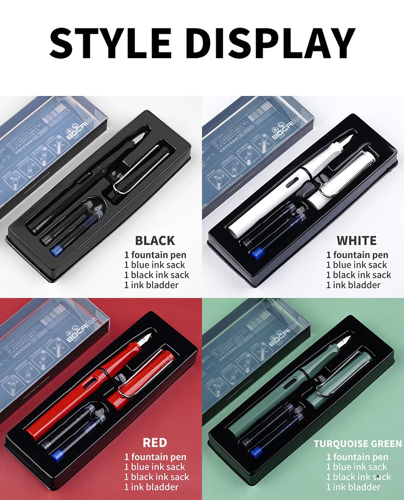 KTX-093779 Ergonomic Fountain Pen with EF Nib - Black and Blue, 16.1 cm Size