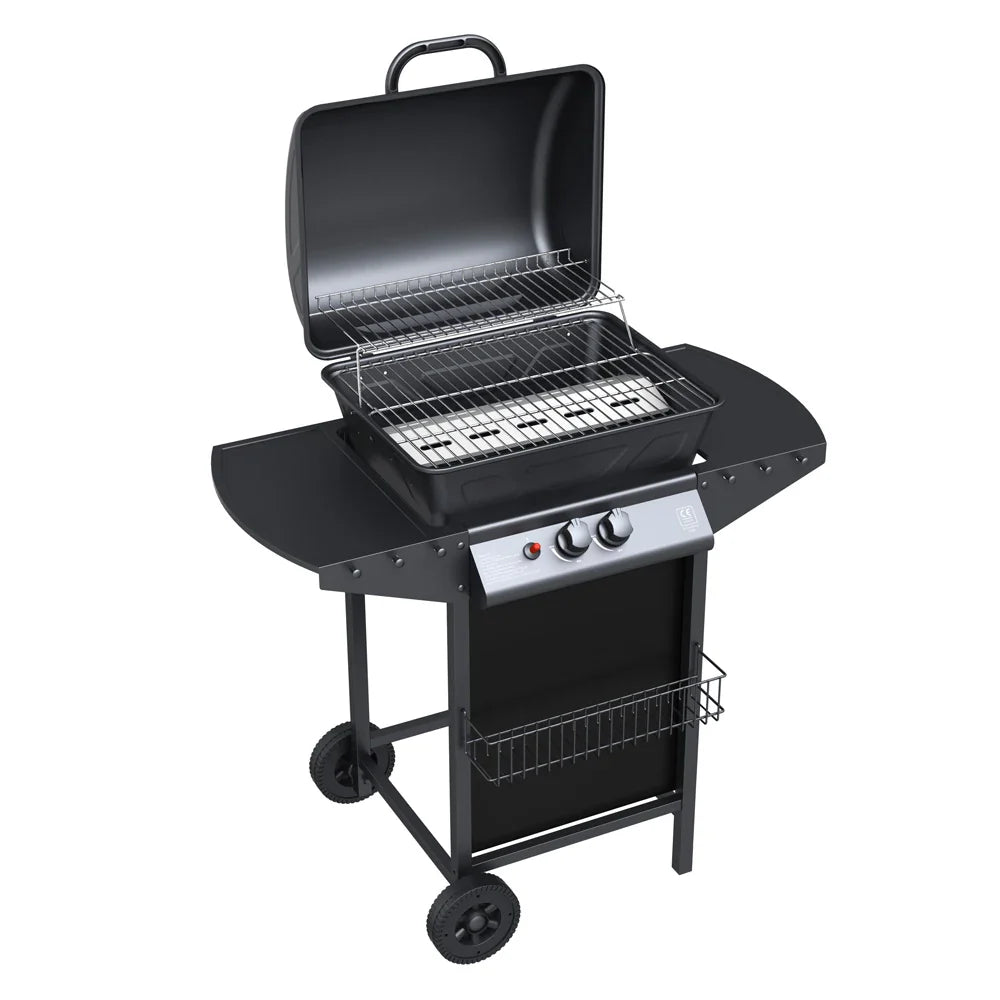 KTX-236435 Stainless Steel Outdoor Gas BBQ Grill with Chromed Cooking Grid, Windproof Design
