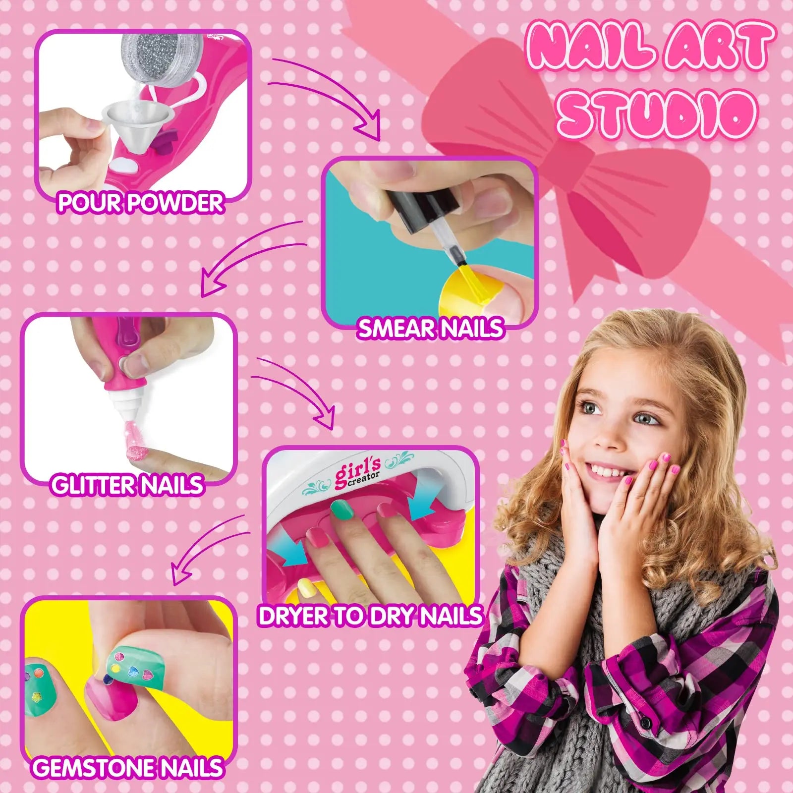 KTX-392531 Kids Nail Polishing Playset with Makeup Accessories for Ages 2-7