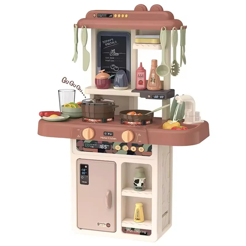 KTX-672787 63Cm Plastic Kitchen Play Set with 36 Food Toys and Light for Kids