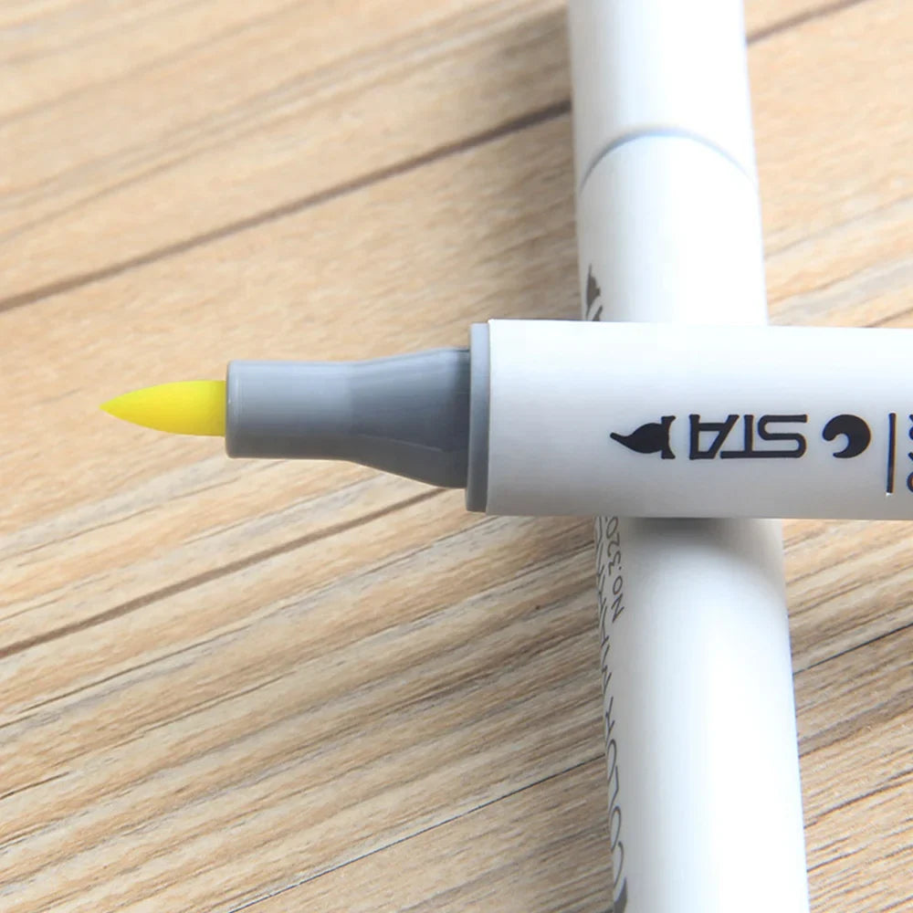 KTX-437267 128-Colour Alcohol-Based Art Marker Set with Dual Tip Pens for Creative Projects