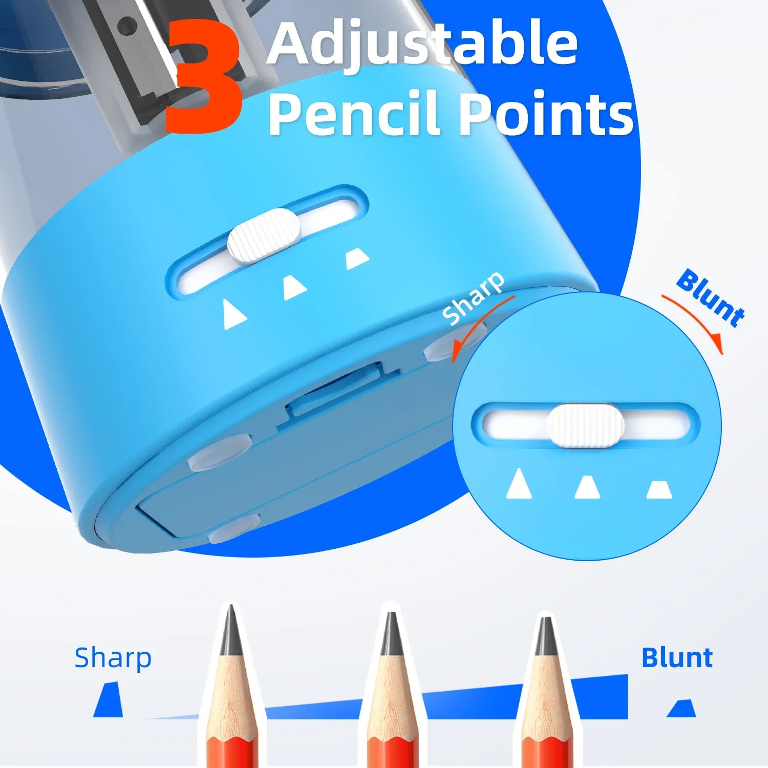 KTX-166227 Portable Battery-Powered Electric Pencil Sharpener with Multiple Sharpening Modes