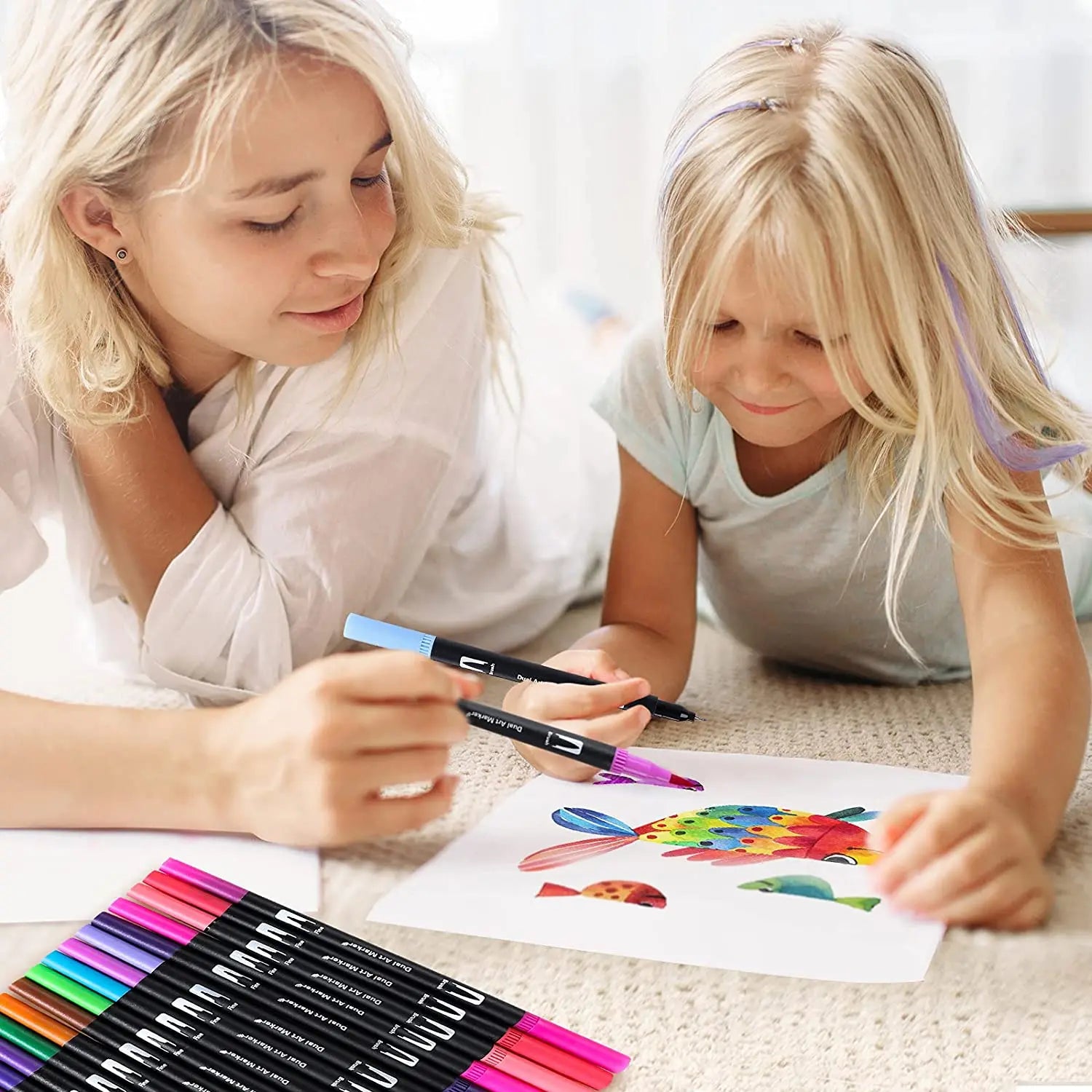 KTX-034003 Dual Tip Fine Art Markers Set - 72 Vibrant Colours with Carrying Bag