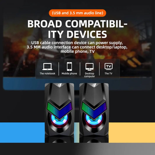 KTX-235923 RGB Backlit Wired Gaming Speakers with USB for PC and Laptop