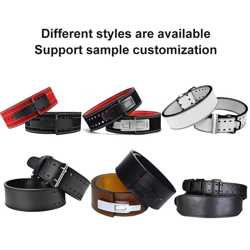 KTX-452819 Leather Weightlifting Belt - 10mm Thick Cowhide, 4-Layer Design, Lever Closure