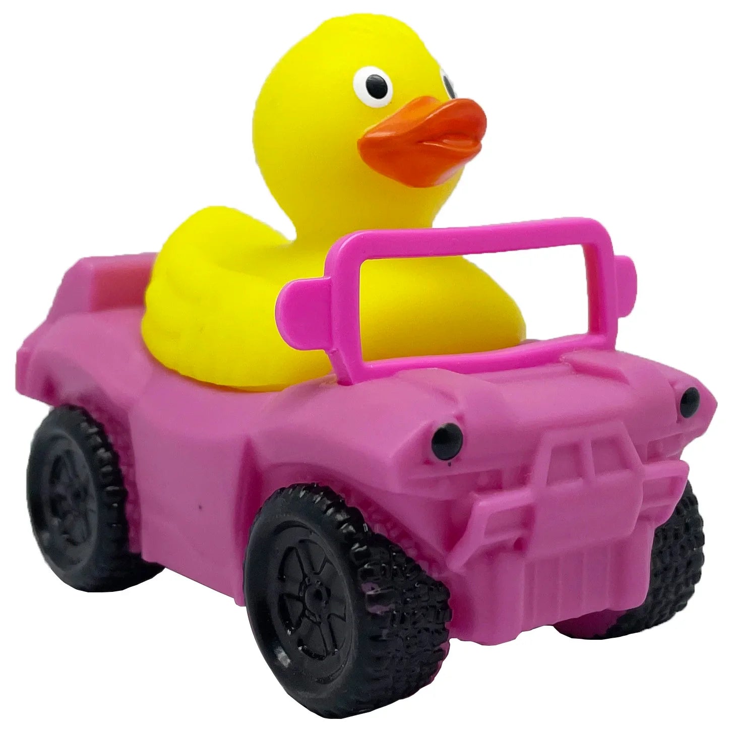 KTX-222867 Floating Yellow PVC Duck with Squeaker - Fun Bath Toy for Babies