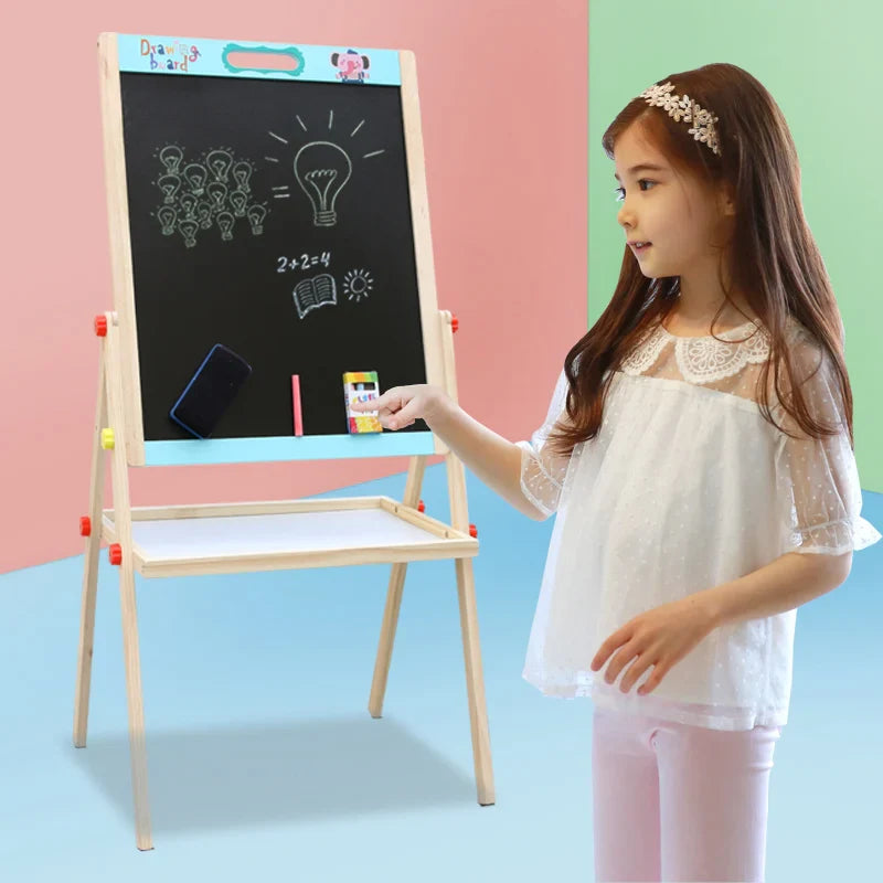 KTX-451923 Children's Wooden Drawing Easel and Writing Board for Ages 3-6