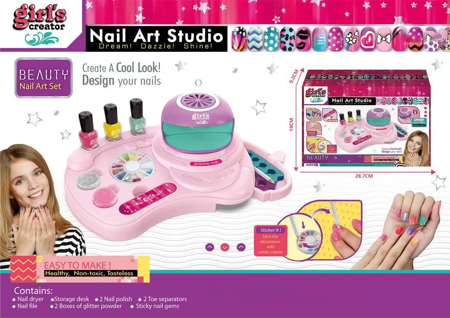 KTX-458067 Kids DIY Nail Polish Play Set for Girls Ages 2-13 - Colorful Makeup Kit in Box