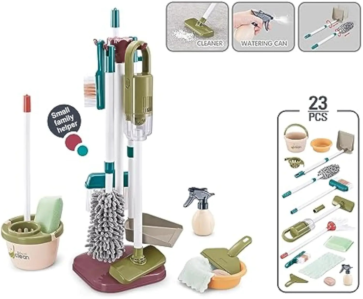 KTX-916819 Children's Cleaning Play Set with Toy Vacuum Cleaner for Pretend Housework Fun