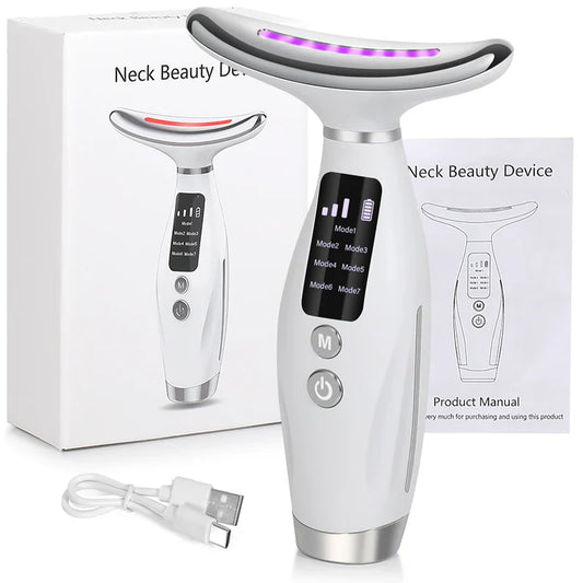 KTX-193427 Neck and Face Massage Device with Red Light Therapy, EMS Vibration, and LED Heating for Skin Rejuvenation