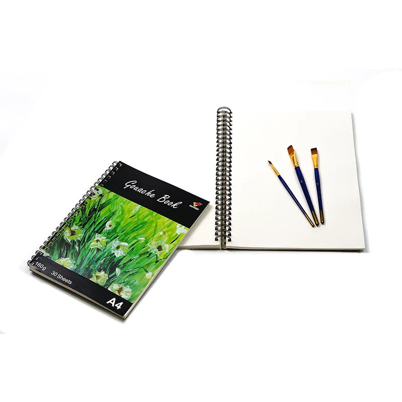KTX-830483 Custom Hardcover Spiral Sketchbook - A3, A4, A5, 60 Sheets, 160gsm Thick Paper, Kraft Cover