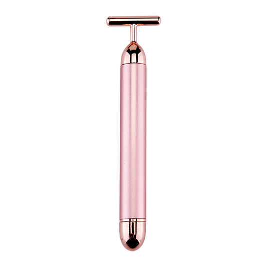 KTX-996819 24k Gold Vibrating Facial Lifting Beauty Bar with T Shape Electric 3D Face Roller Massage