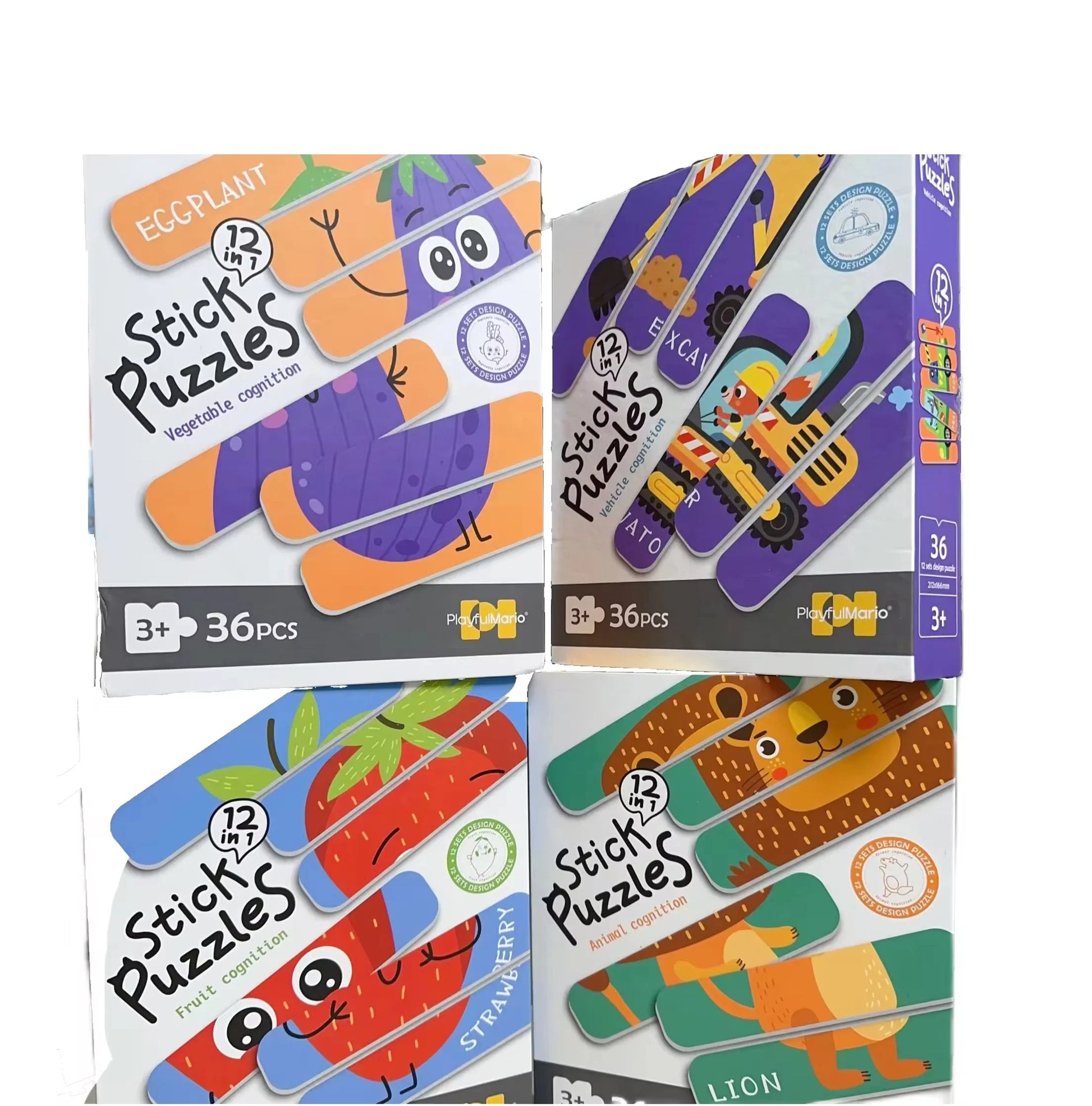 KTX-445715 36PCS Baby Matching Card Puzzle Set - Educational Cartoon Animal Jigsaw Toys for Kids