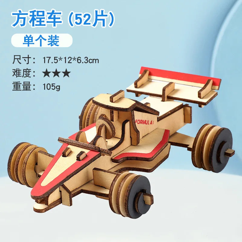 KTX-925651 3D Wooden Puzzle Kit for Kids - Eco-Friendly DIY Educational Toy in Cartoon Style
