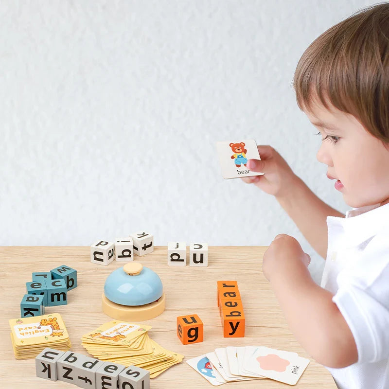 KTX-870163 Montessori Educational Spelling Card Game for Kids - Fun Learning with Cartoon Characters