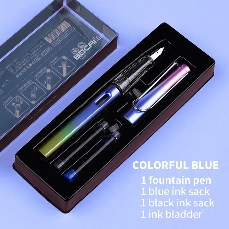 KTX-093779 Ergonomic Fountain Pen with EF Nib - Black and Blue, 16.1 cm Size