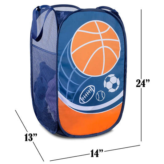 KTX-434579 Portable Pop-up Polyester Mesh Laundry Hamper for Kids - Multi-Colour Options