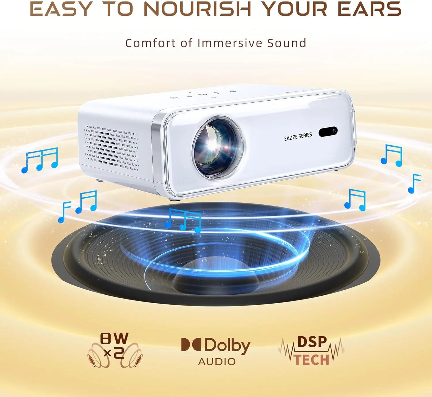 KTX-337043 1080P Mini Portable Projector with Auto Focus and Keystone Correction, Officially Licensed for Netflix