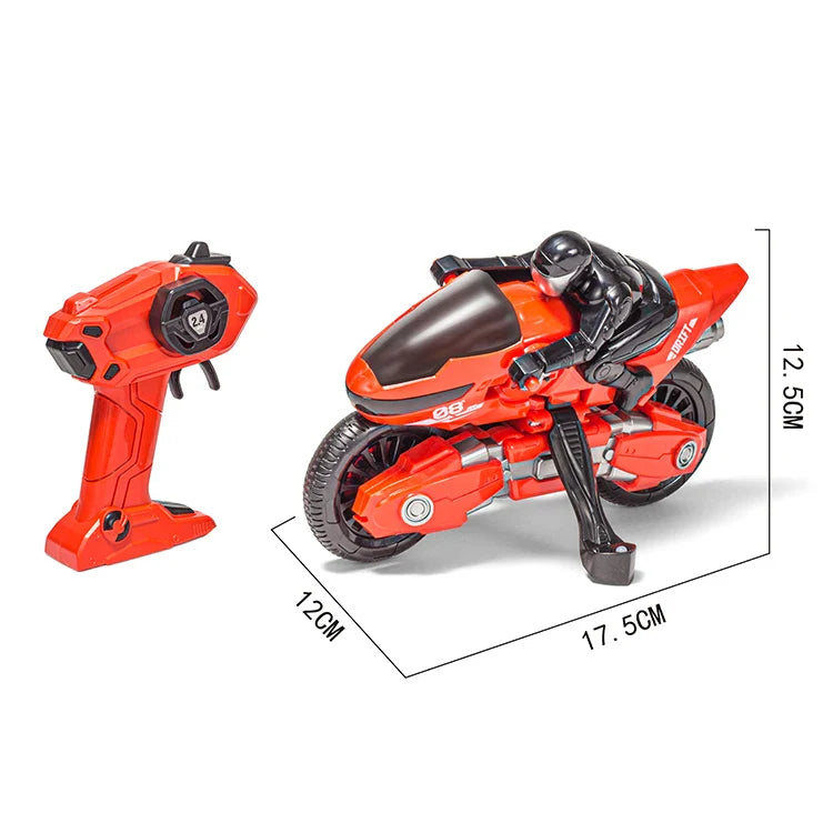 KTX-212883 2.4G Remote Control Stunt Motorcycle for Kids - 360° Rotation, Durable Red Mini Car, Indoor/Outdoor Fun