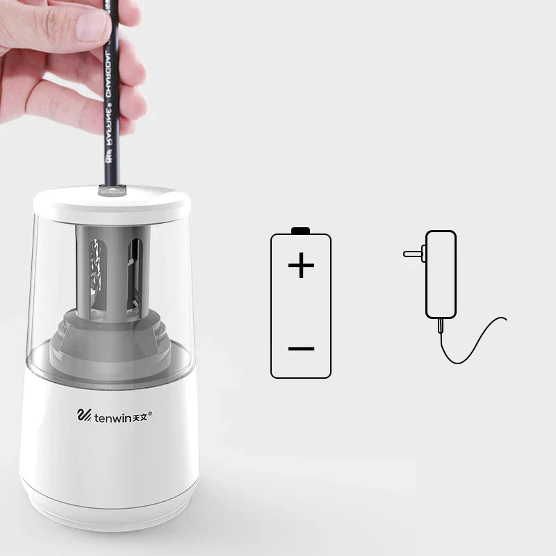 KTX-379795 Heavy-Duty Electric Pencil Sharpener with Helical Steel Blade for USB, AC, or Battery Operation