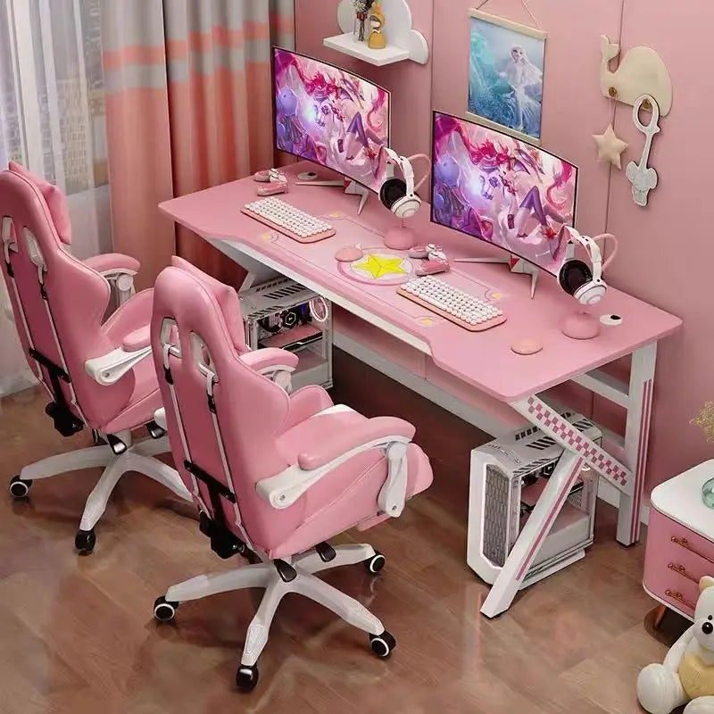 KTX-052691 Adjustable Pink Metal Gaming and Home Office Table