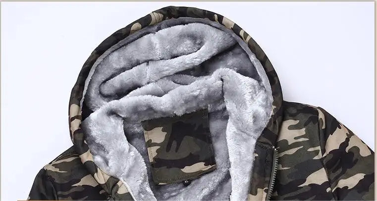 KTX-439827 Men's Plush Camouflage Jacket Winter Oversized Slim Coat Fabric Finished Weaving Sporty Style