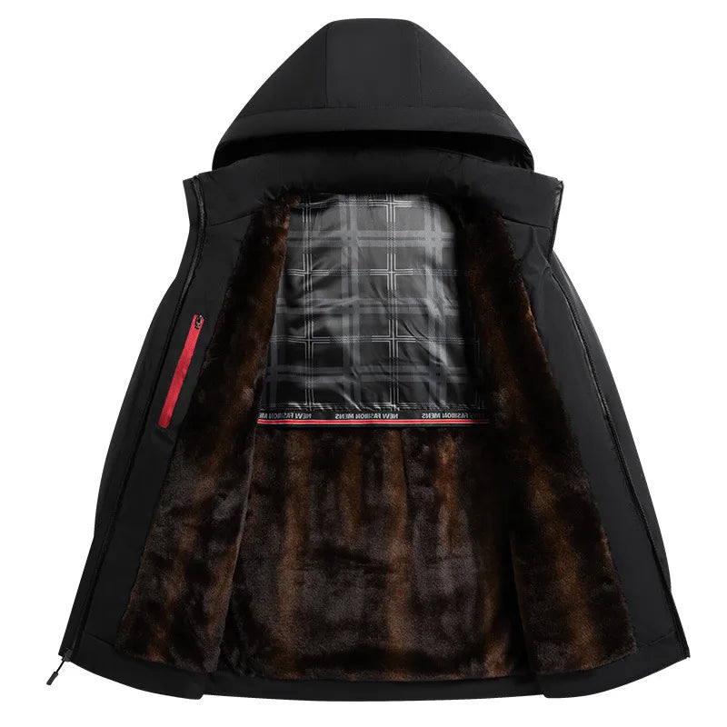 KTX-079379 Customized Men's Parka Winter Thickened Padded Men's Cotton Jacket Tops Large Size Warm Fashion Black Jacket