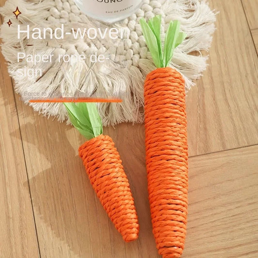 KTX-571027 Eco-Friendly Cat Toy - Paper Rope Carrot for Biting and Grinding, Small & Large Sizes Available