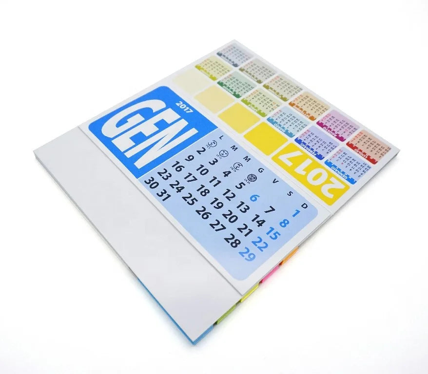 KTX-458835 Desktop Calendar with Sticky Notes and Flags, Soft Cover, 13 Sheets, Varnished Design