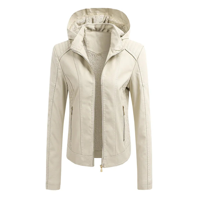 KTX-848851 Hooded Jackets Custom Detachable PU Coats Leather Jackets Clothing Brand Jacket