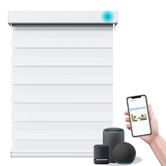 KTX-386835 Motorised Double Layer Day and Night Roller Window Blinds with Remote Control and WIFI Connectivity