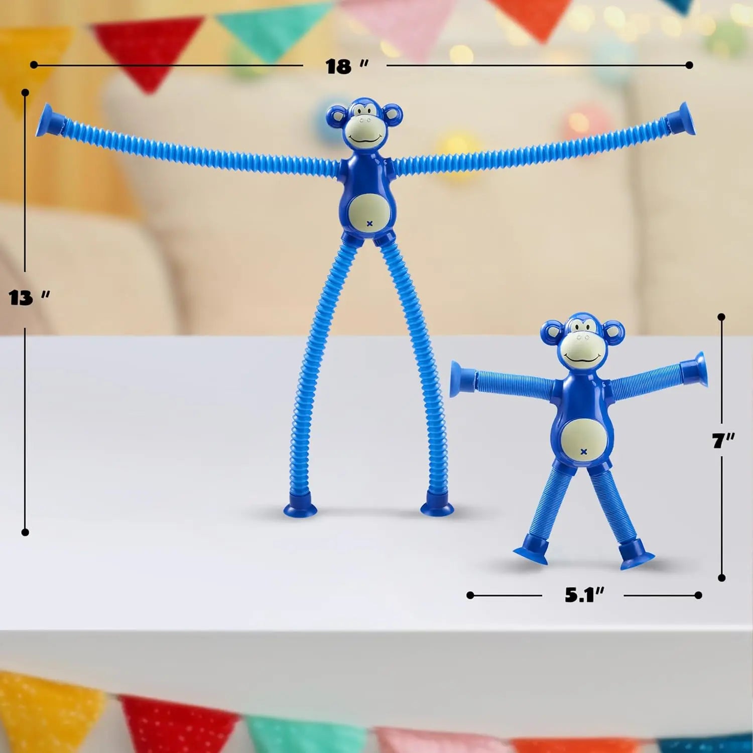 KTX-999315 Cute Big Ear Monkey Squeeze Fidget Toy - Pop Tubes Ideal for Kids 5+