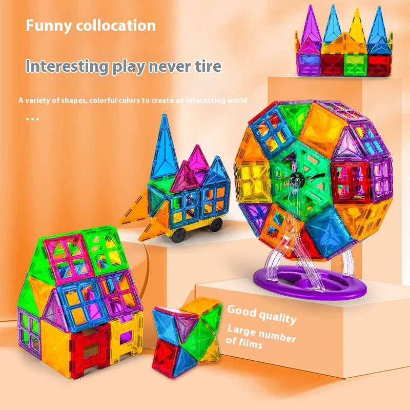 KTX-962707 Magnetic Building Blocks Set for Creative Assembly and Educational Play – Colourful DIY Tiles for Kids