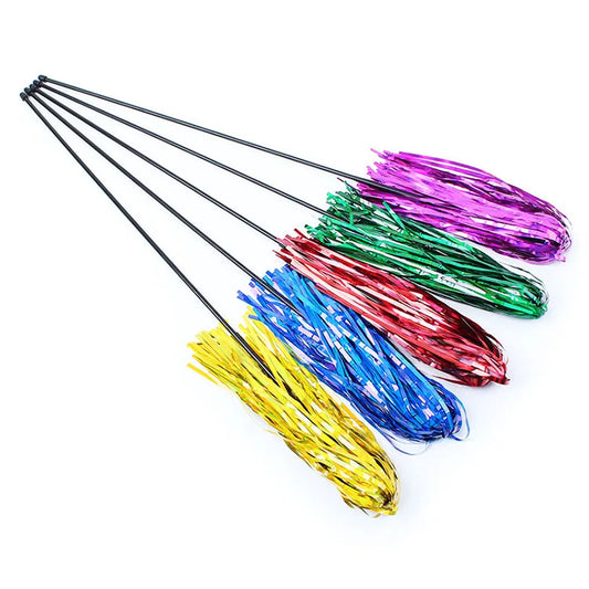 KTX-177811 Colorful Ribbon Cat Teaser Wand Toy for Engaging Feline Playtime