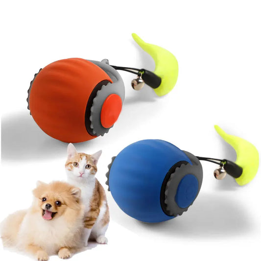KTX-160851 Interactive Rolling Silicone Dog and Cat Toy with Bell and Tail