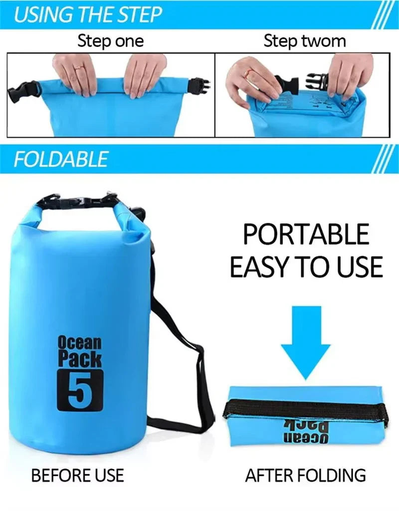KTX-011027 Durable Waterproof Outdoor Sport Backpack Dry Bag - Available in Multiple Capacities (2L, 5L, 10L, 15L, 20L, 30L)