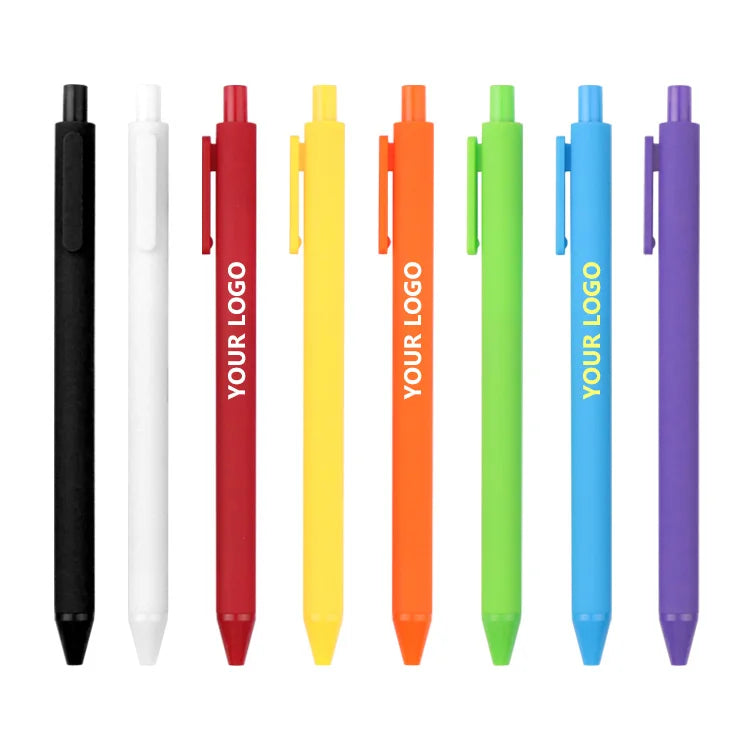 KTX-929939 Custom Logo Printed Retractable Ballpoint Pen with Soft Rubber Grip in Multiple Colours