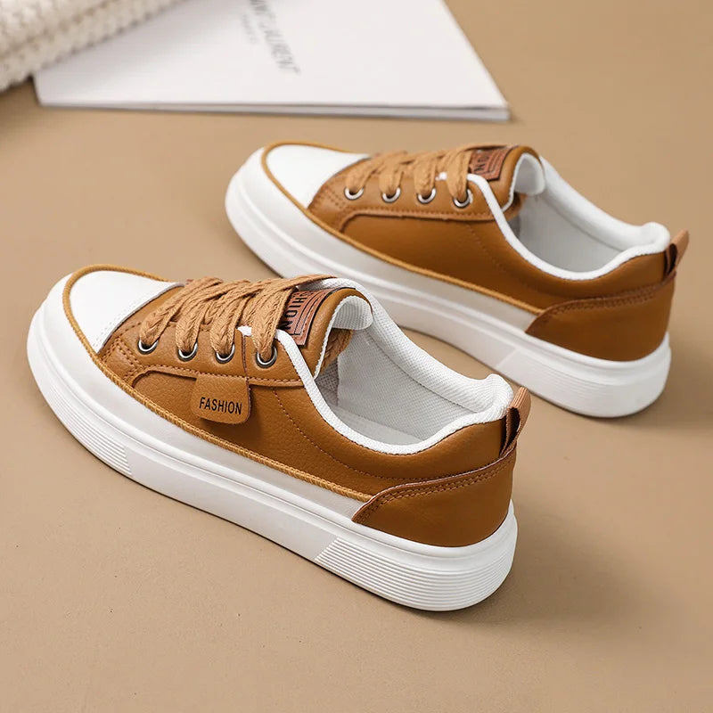 KTX-311059 YQ30 Summer New Casual Little White Shoes Leather Elevated Thin Sole Durable Versatile Board Shoes