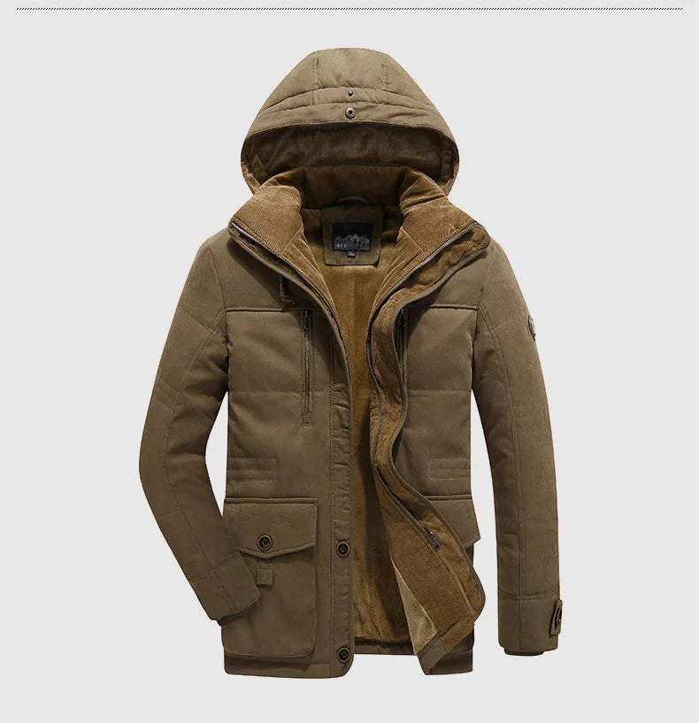 KTX-029651 Men's Jacket Sets Mens Winter Jacket CoatThickened Waterproof Canvas Coat Zipper Closure Windproof Clothing Men's Coats